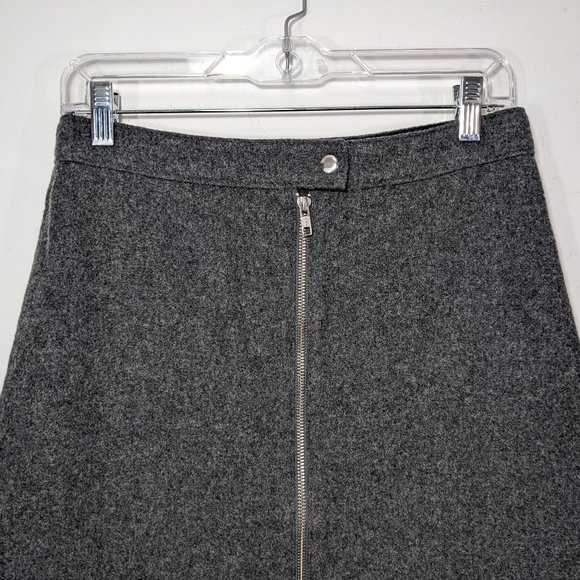 Madewell Gray Wool Blend Studio Zip A-Line Skirt Style F9118 Size 4 - Picture 3 of 9